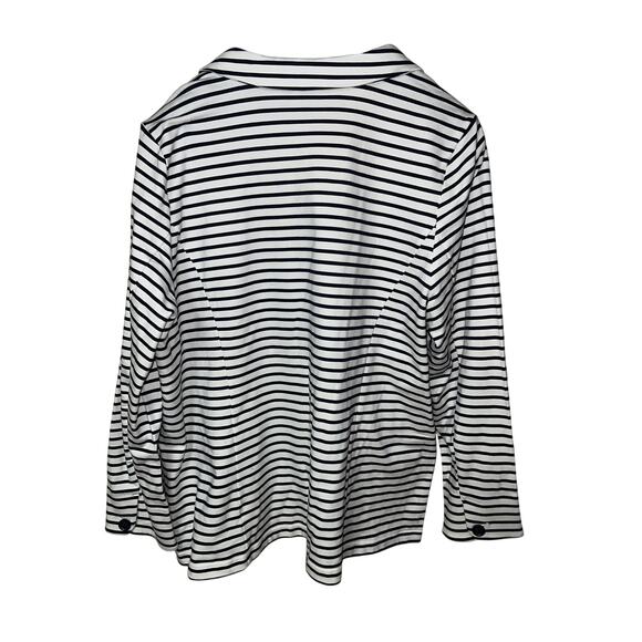 Denim & Co. Blazer Jacket Womens X-Large Navy Stripe French Terry Nautical QVC - Picture 5 of 9